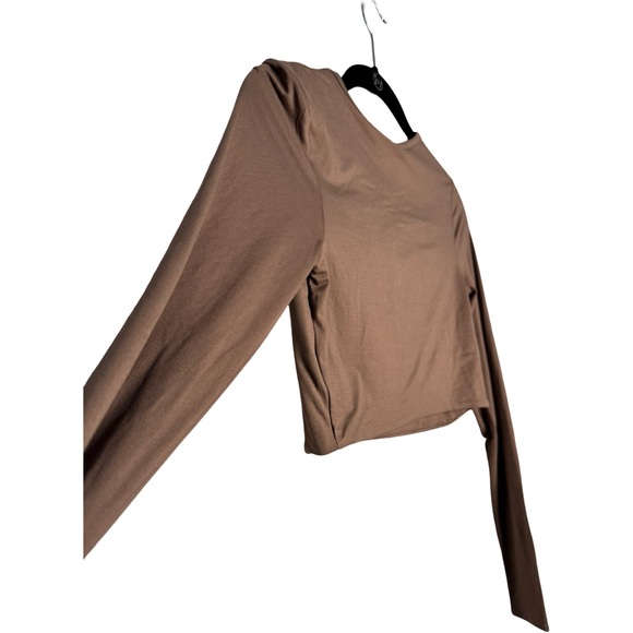 NWT! Naked Wardrobe Brown Long Sleeve Crop Top (Small) - Picture 4 of 4
